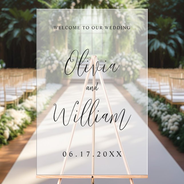 Elegant Calligraphy Script Wedding Welcome Frosted Acrylic Sign (Creator Uploaded)