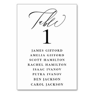 Elegant Calligraphy Seating Chart Table Number