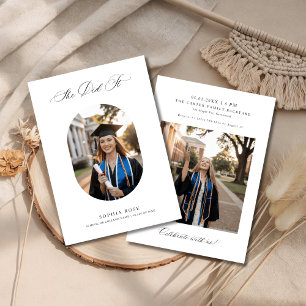Elegant Calligraphy She Did It Graduation Photo Invitation