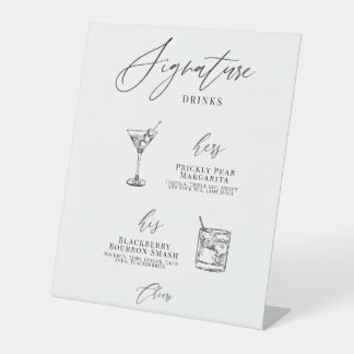 Elegant Calligraphy Signature Drinks Wedding Sign 