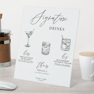Elegant Calligraphy Signature Drinks Wedding Sign 