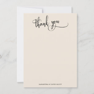 Elegant Calligraphy Simple Cream Thank You Card