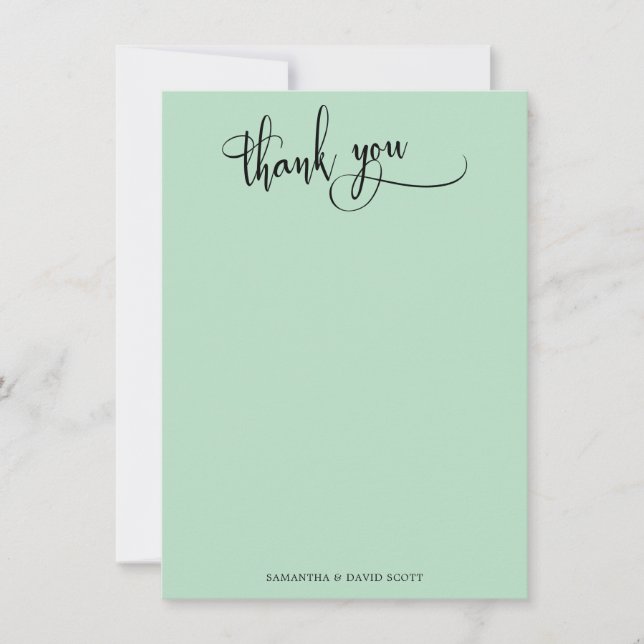 Elegant Calligraphy Simple Iced Mint Thank You Card (Front)