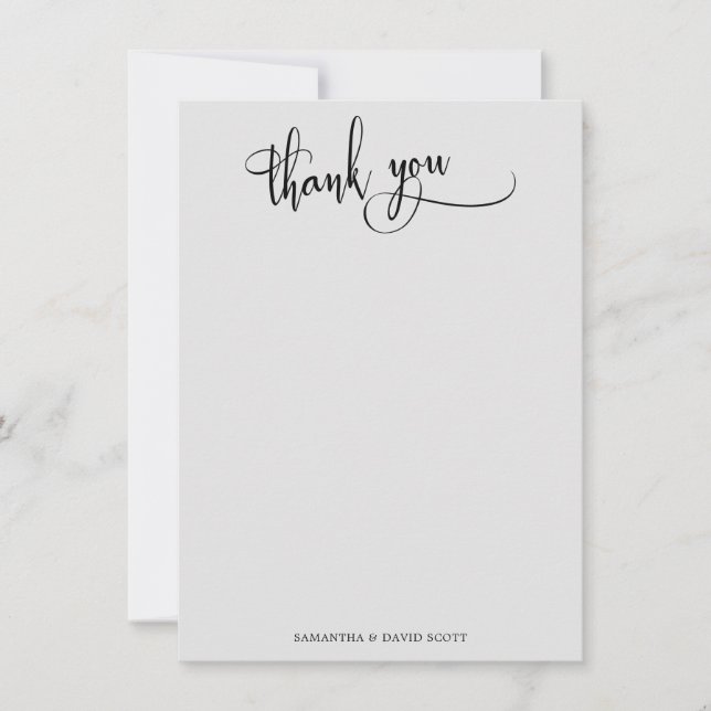 Elegant Calligraphy Simple Light Grey Thank You Card (Front)