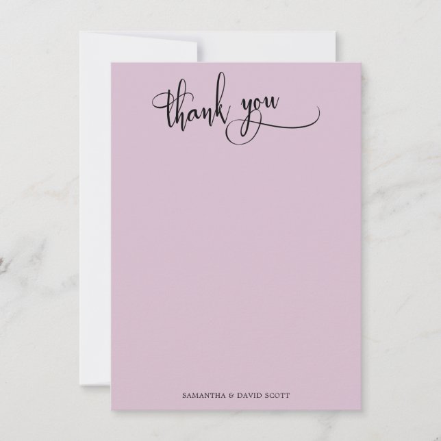 Elegant Calligraphy Simple Mauve Pink Thank You (Front)