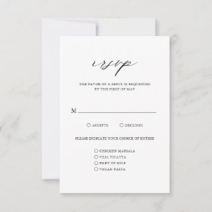 Elegant Calligraphy Simple Meal Wedding RSVP Card