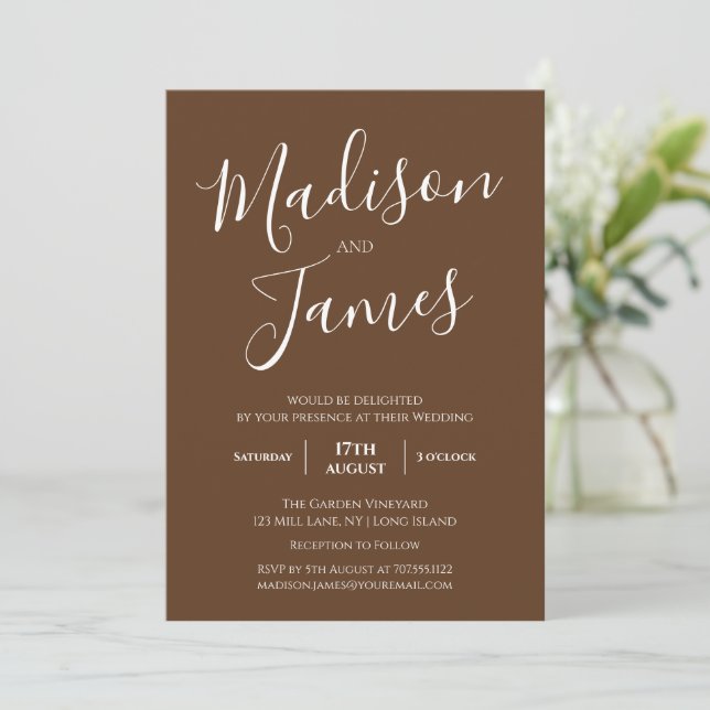 Elegant Calligraphy Simple Minimalist Modern Invitation (Standing Front)