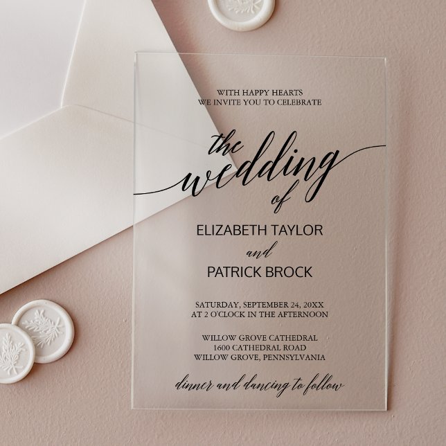 Elegant Calligraphy Simple Modern Minimal Wedding Acrylic Invitations (Elegant Calligraphy Simple Modern Minimal Wedding Acrylic Invitations)