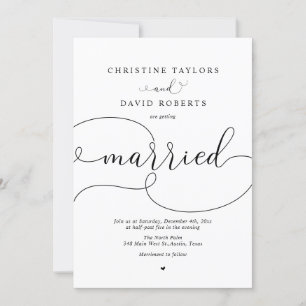 Elegant Calligraphy, Simple Modern Wedding Invitat Invitation