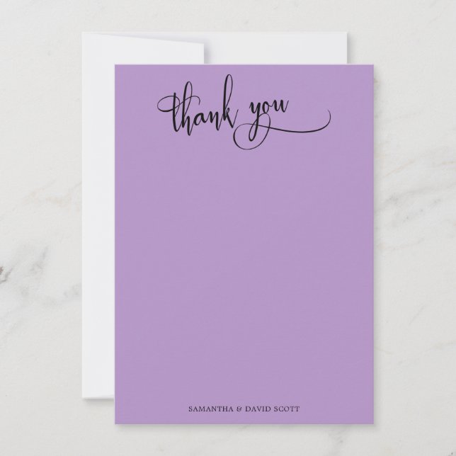 Elegant Calligraphy Simple Purple Thank You (Front)