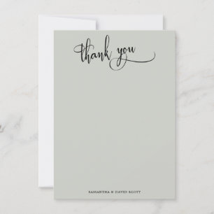 Elegant Calligraphy Simple Sage Green Thank You Card
