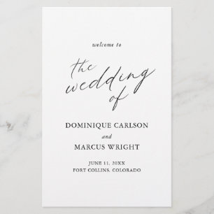 Elegant Calligraphy Simple Wedding Program