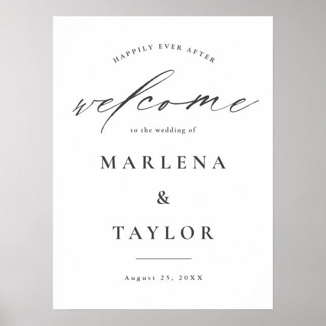 Elegant Calligraphy Simple Wedding Welcome Poster (Front)