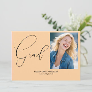 Elegant Calligraphy Single Photo Graduation Announcement