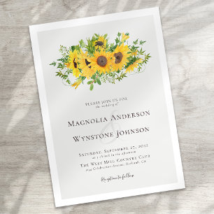 Elegant Calligraphy Sunflower Wedding Invitation