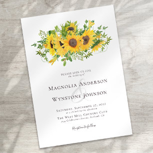 Elegant Calligraphy Sunflower Wedding Invitation