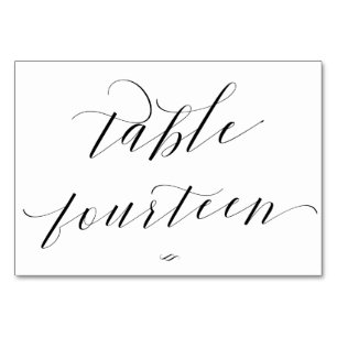Elegant Calligraphy Table Fourteen Reception Table Number