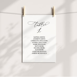 Elegant Calligraphy Table Number 1 Seating Chart