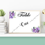 Elegant Calligraphy Table One Table Number<br><div class="desc">This elegant calligraphy table one table number is perfect for a simple wedding with purple flower. The neutral design features a minimalist card decorated with romantic and whimsical faux foil typography. The card prints on the front and back (double-sided). Please Note: This design does not feature real gold foil. It...</div>