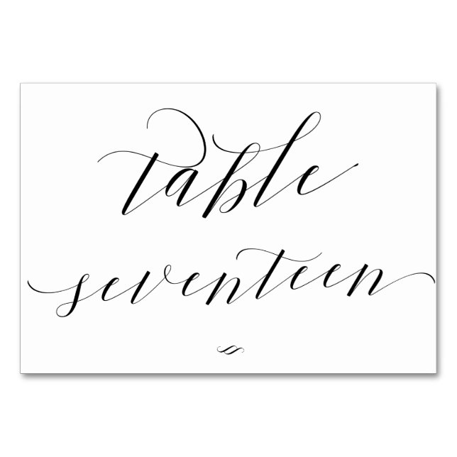 Elegant Calligraphy Table Seventeen Reception Number (Front)