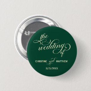 Elegant Calligraphy Teal Wedding Favor 6 Cm Round Badge