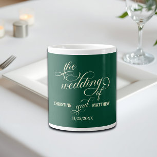 Elegant Calligraphy Teal Wedding Gift Large Coffee Mug