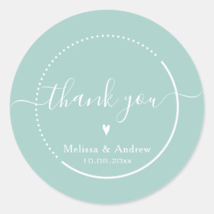 Elegant Calligraphy - Teal Wedding Thank You Classic Round Sticker