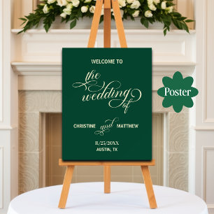 Elegant Calligraphy Teal Wedding Welcome Poster
