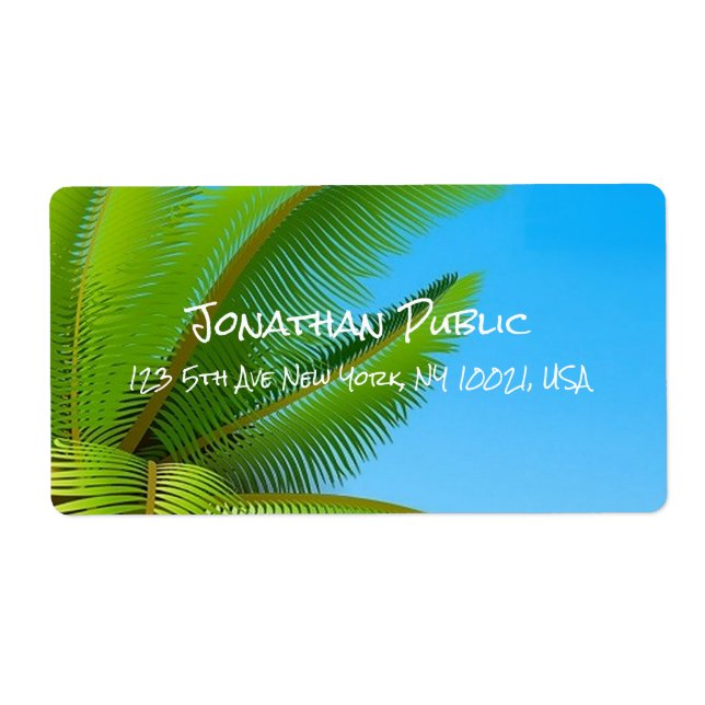 Elegant Calligraphy Template Modern Blue Sky Palms (Front)