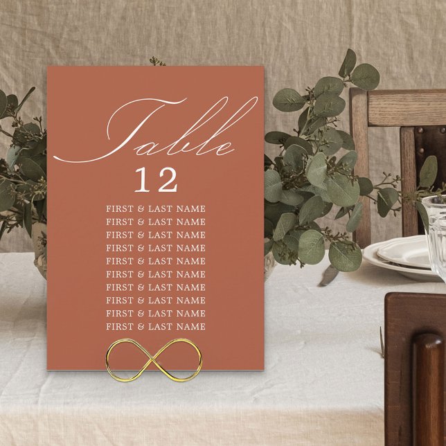 Elegant Calligraphy Terracotta Table Seating Card (Creator Uploaded)