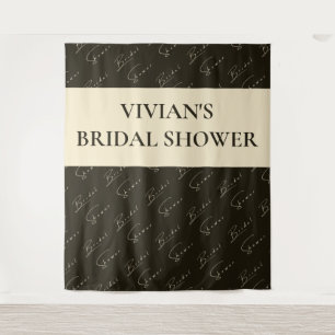 Elegant Calligraphy Text Pattern Bridal Backdrop Tapestry