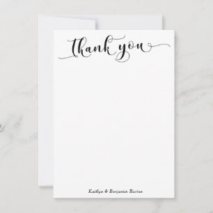 Elegant Calligraphy Thank You Black on White Plain Card
