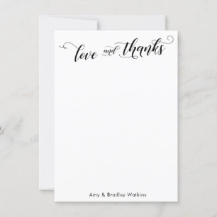 Elegant Calligraphy Thank You Black on White Plain Card