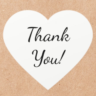 Elegant Calligraphy Thank You Heart Sticker
