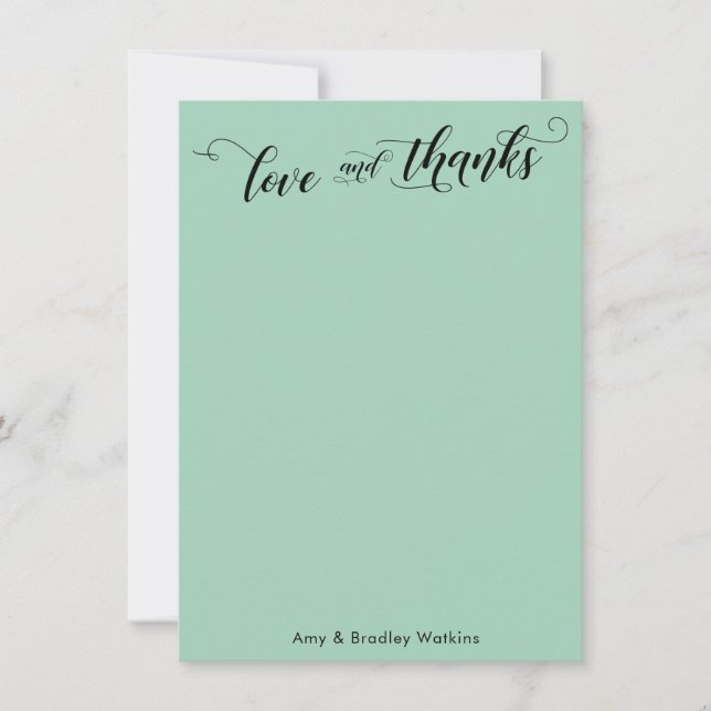 Elegant Calligraphy Thank You Light Green (Front)