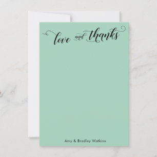 Elegant Calligraphy Thank You Light Green Card