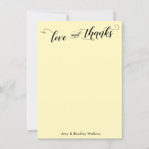 Elegant Calligraphy Thank You Pale Yellow Card