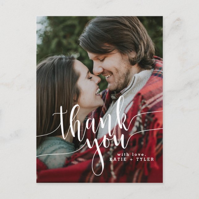 Elegant Calligraphy Thank You Postcard (Front)