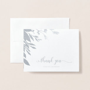 Elegant Calligraphy Thank You Silver Foil Card