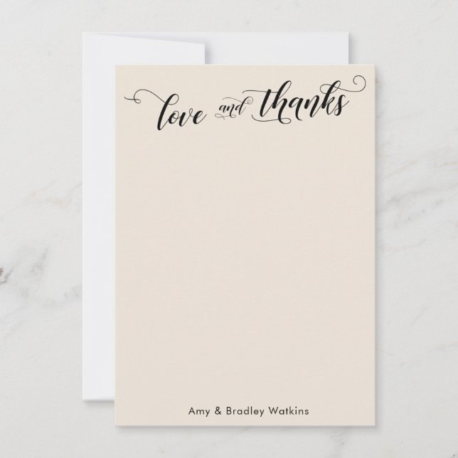 Elegant Calligraphy Thank You Simple Cream (Front)