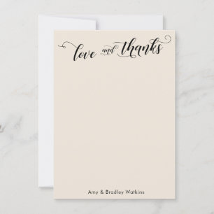 Elegant Calligraphy Thank You Simple Cream Card