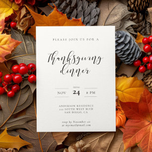 Elegant calligraphy Thanksgiving dinner Invitation