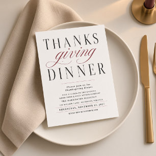 Elegant Calligraphy Thanksgiving Dinner Invitation
