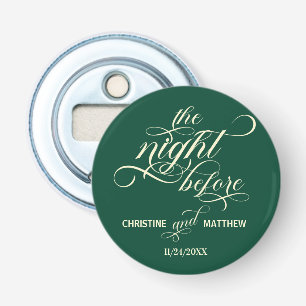 Elegant Calligraphy The Night Before Teal Favour Bottle Opener