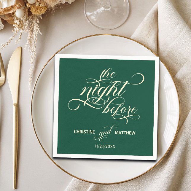 Elegant Calligraphy The Night Before Teal Wedding Napkin (Creator Uploaded)