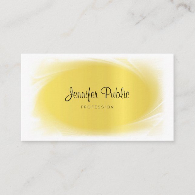 Elegant Calligraphy Trendy Gold Look Classy Luxury Business Card (Front)