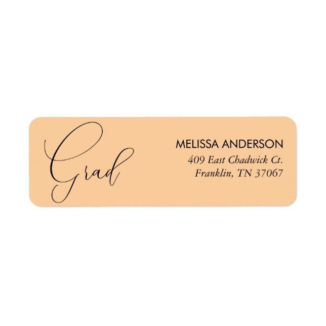 Elegant Calligraphy Trendy Graduation Return Address Label (Front)