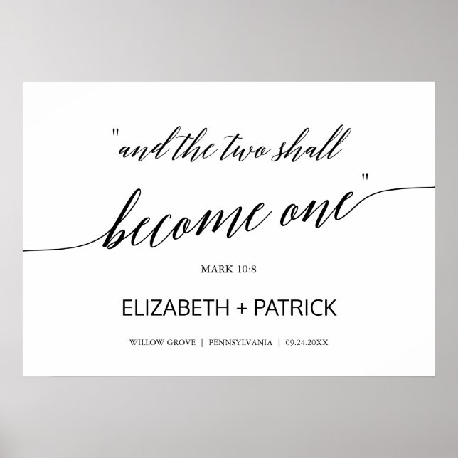 Elegant Calligraphy Two Become One Welcome Poster (Front)