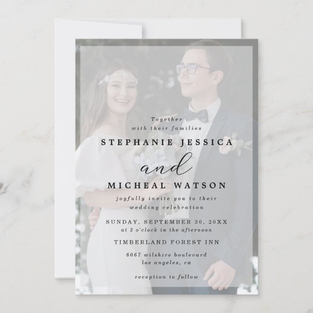 Elegant Calligraphy Vellum Photo Overlay Wedding  Invitation (Front)