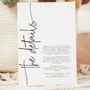 Elegant Calligraphy Vertical Wedding details  Enclosure Card